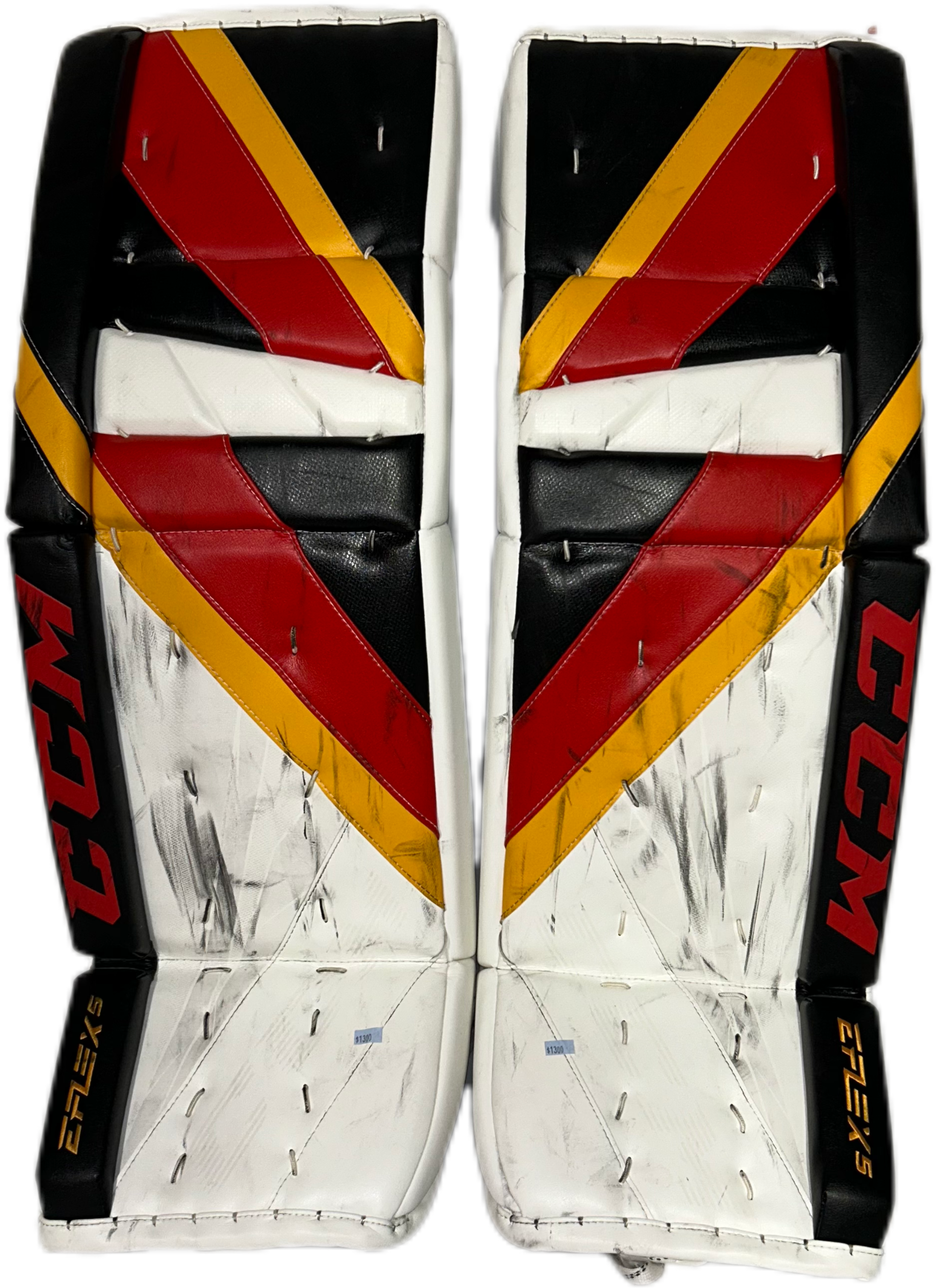 CCM Extreme Flex 5 - Ensemble complet de gardien de but Pro Stock d'occasion (blanc/noir/rouge/jaune)